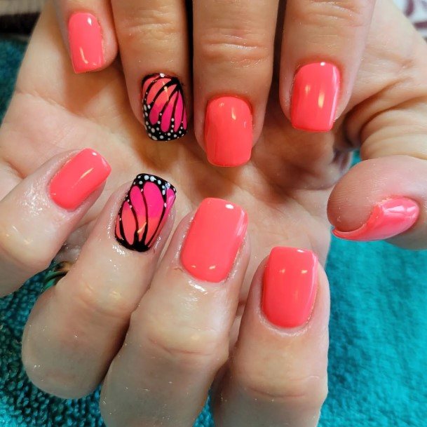 Girls Peach And Pink Nail Art Ideas