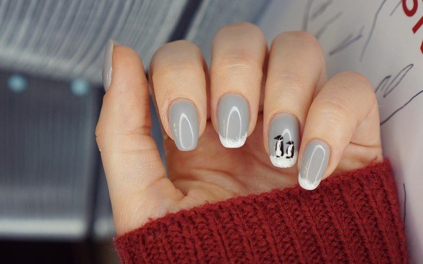 Girls Penguin Fingernails Designs