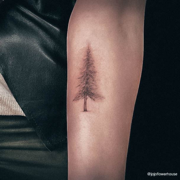 Girls Pine Tree Tattoo Designs