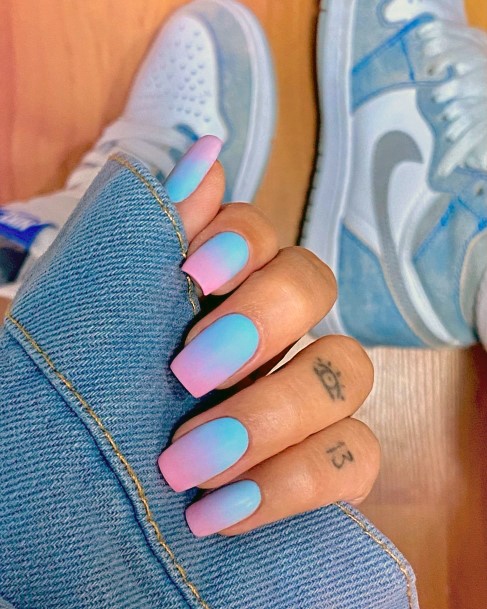 Girls Pink And Blue Nail Art Ideas