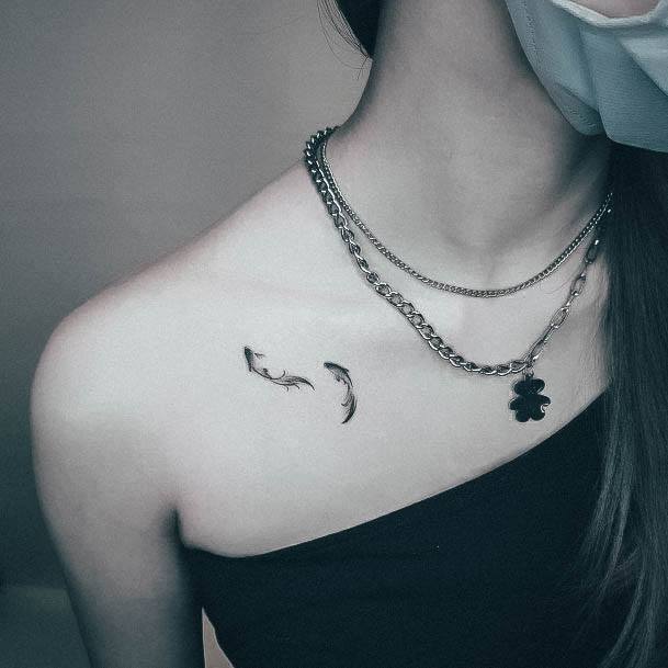 Girls Pisces Tattoo Designs Collar Bone