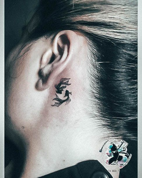 Girls Pisces Tattoo Ideas Behind The Ear Fish