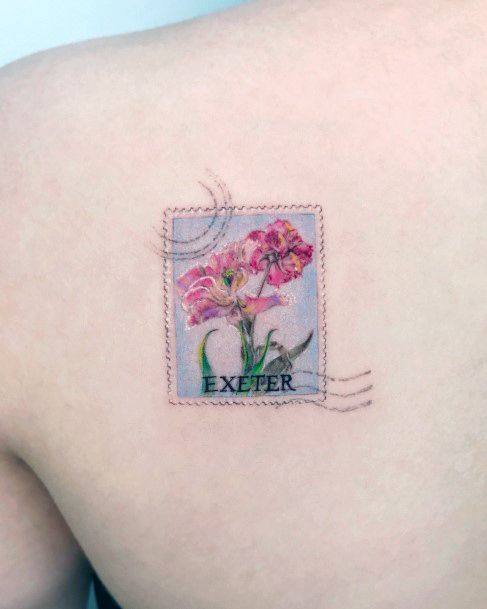 Girls Postage Stamp Tattoo Designs