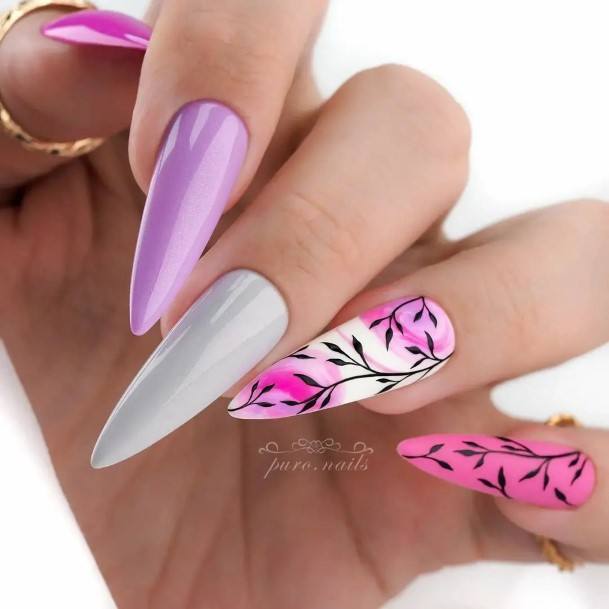 Girls Purple Summer Nail Designs