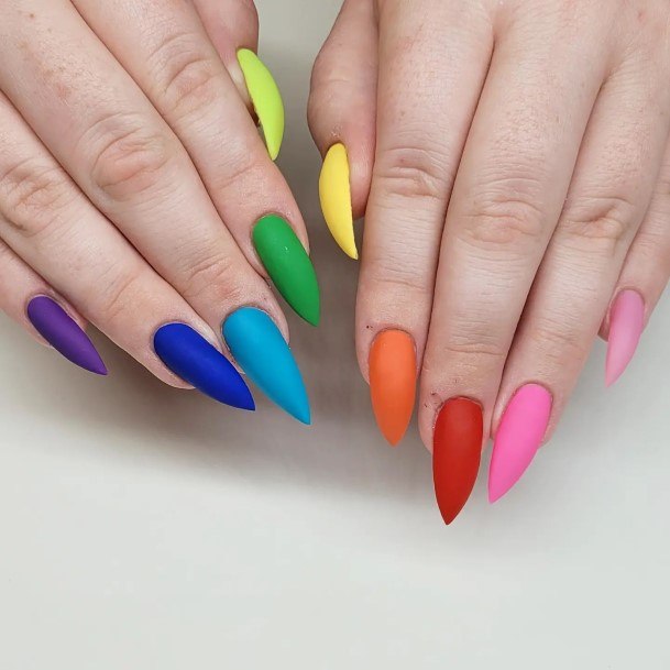 Girls Rainbow Fingernails Designs