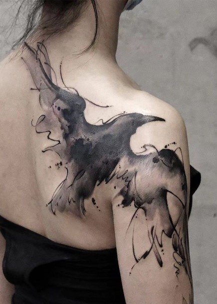 Girls Raven Tattoo Designs