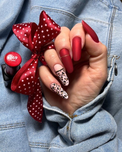 Girls Red And Black Matte Nail Art Ideas