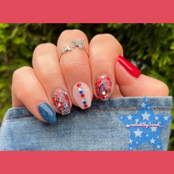 Girls Red And Blue Nail Art Ideas