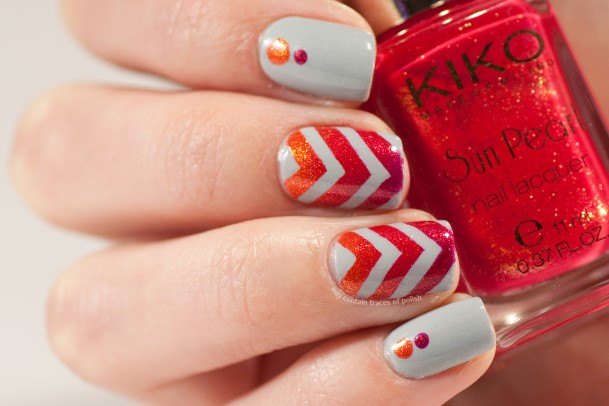 Girls Red And Grey Nail Art Ideas