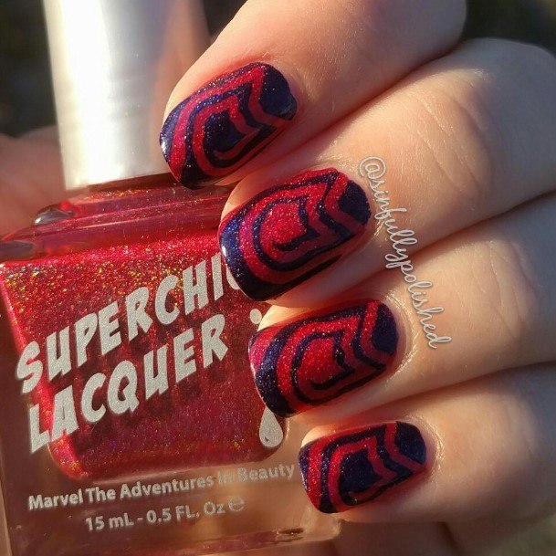 Girls Red And Purple Nail Art Ideas