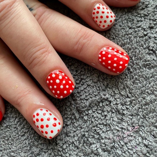 Girls Red And White Nail Designs