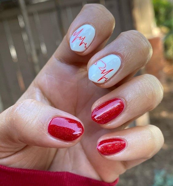 Girls Red And White Nail Ideas