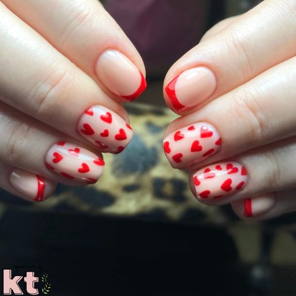 Girls Red French Tip Fingernails Designs