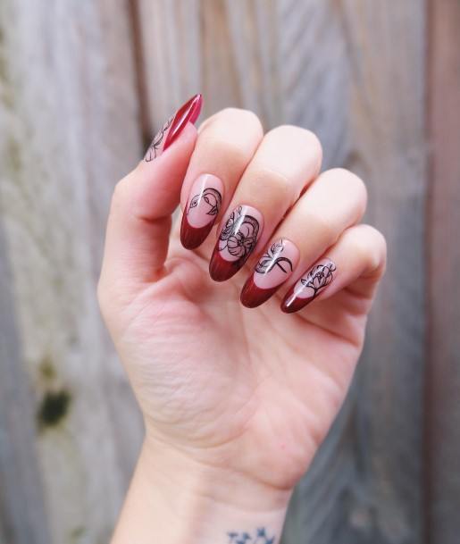 Girls Red French Tip Nail Art Ideas