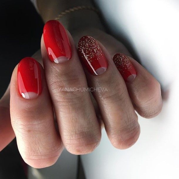 Girls Red Glitter Nail Art Ideas