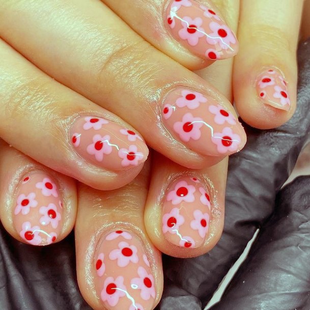 Girls Red Summer Fingernails Designs