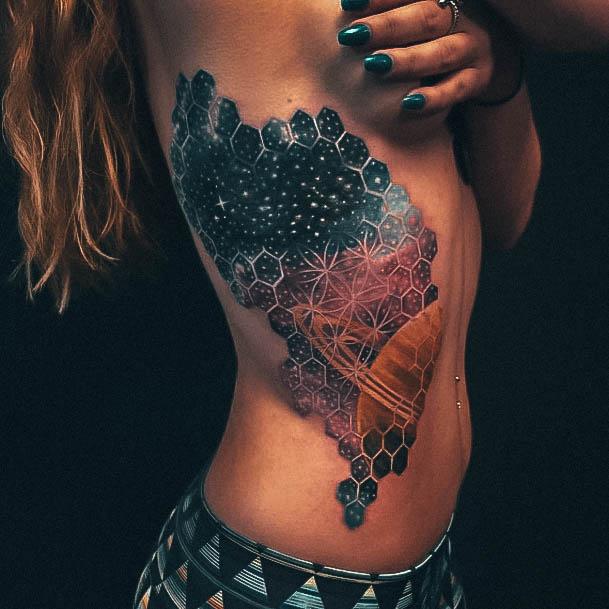 Girls Rib Tattoo Designs 3d Outer Space Themed