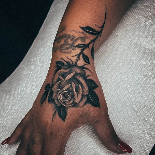 Girls Rose Hand Tattoo Ideas