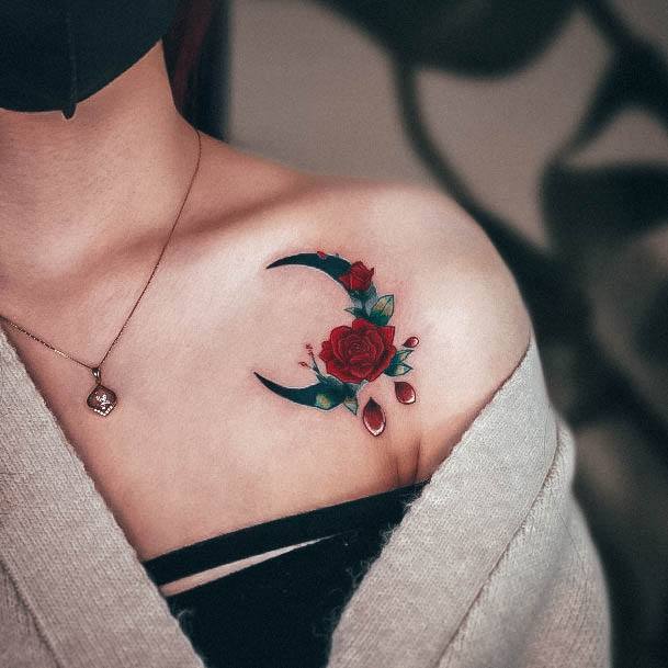 Girls Rose Shoulder Tattoo Designs