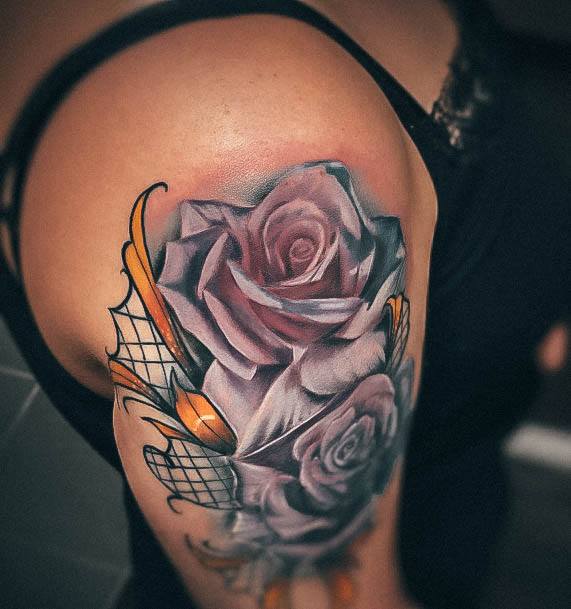 Girls Rose Shoulder Tattoo Ideas