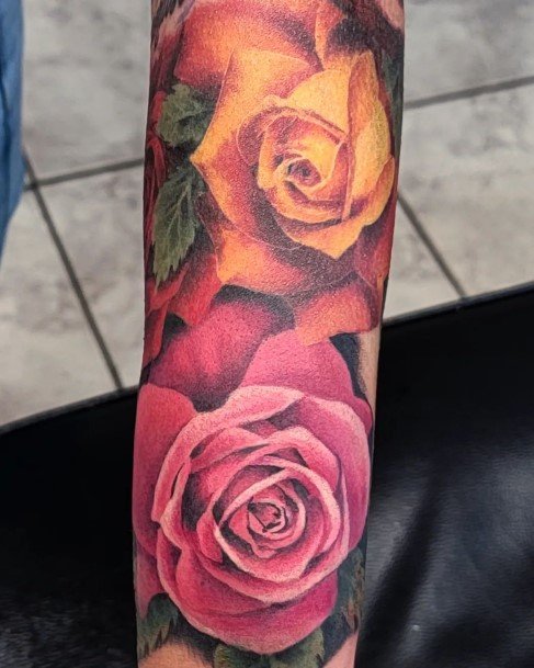 Girls Rose Sleeve Tattoo Ideas