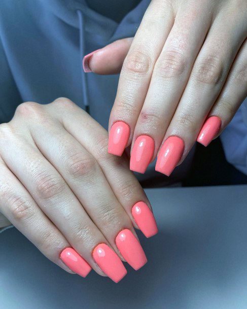 Girls Salmon Fingernails Designs