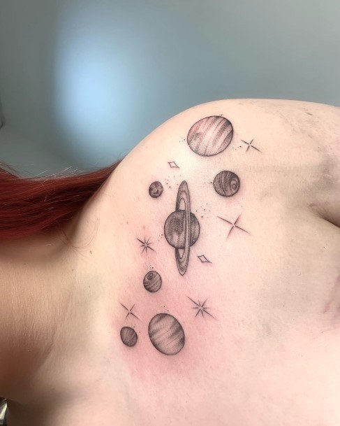 Girls Saturn Tattoo Designs