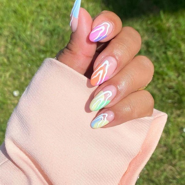 Girls Short Pink And White Nail Art Ideas