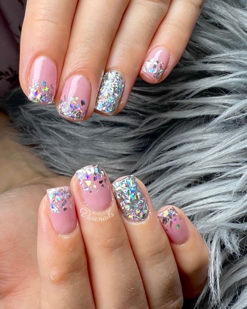 Girls Silver French Tip Fingernails Designs