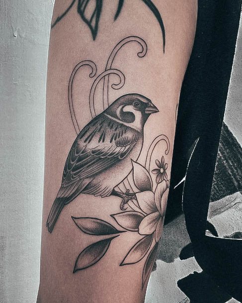 Girls Small Sparrow Tattoo Ideas