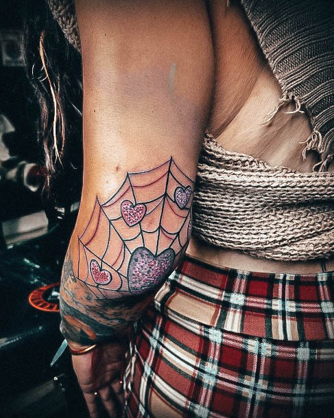 Girls Small Spider Web Tattoo Designs