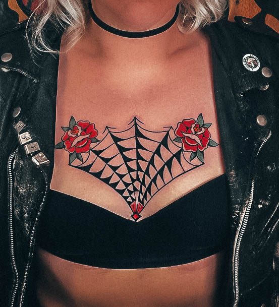 Girls Small Spider Web Tattoo Ideas