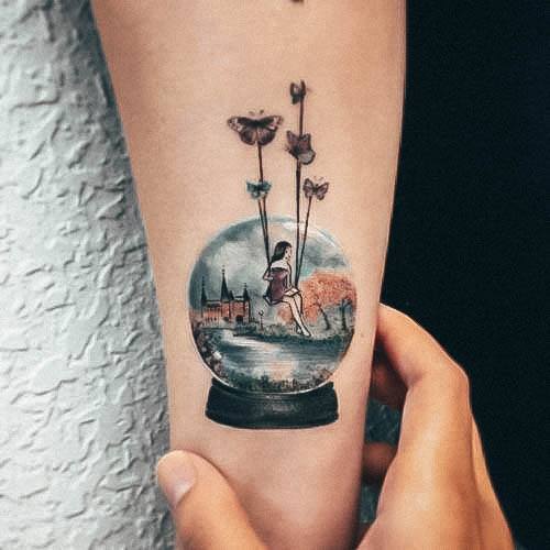 Girls Snowglobe Tattoo Designs