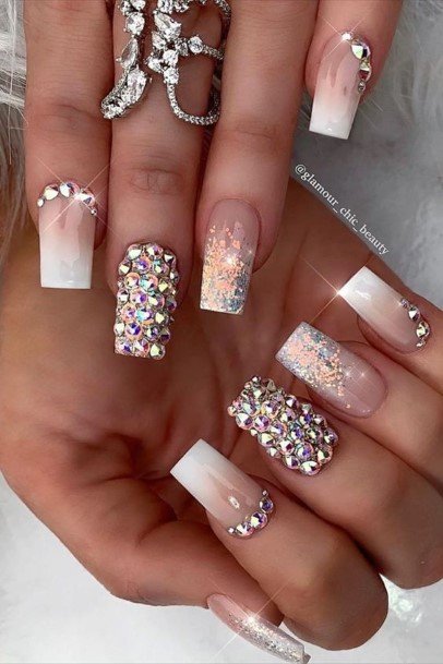 Girls Square Ombre Nail Art Ideas