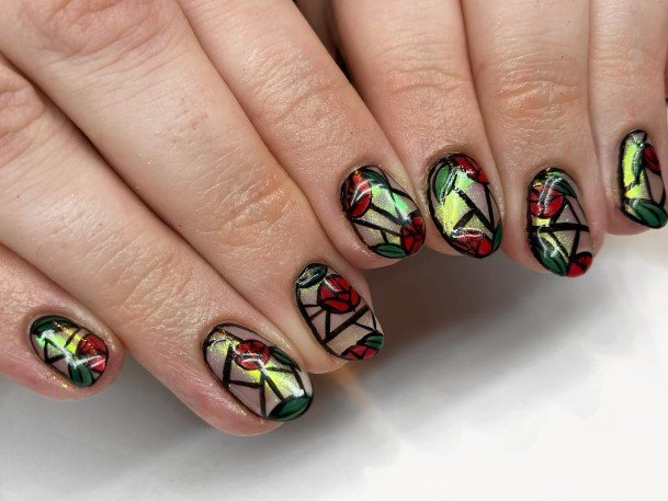 Girls Stained Glass Nail Designs