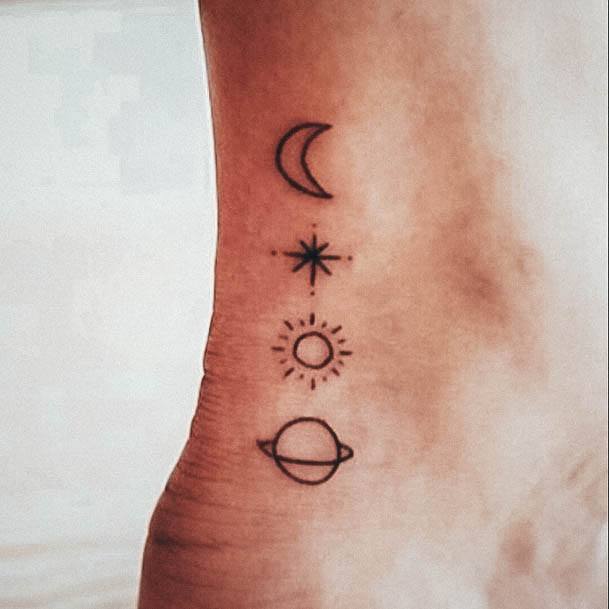 Girls Star Tattoo Designs Foot Planets