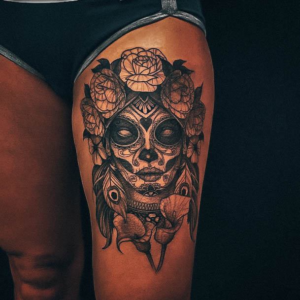 Girls Sugar Skull Tattoo Designs