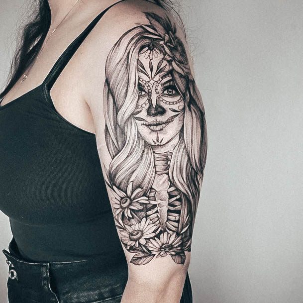 Girls Sugar Skull Tattoo Ideas