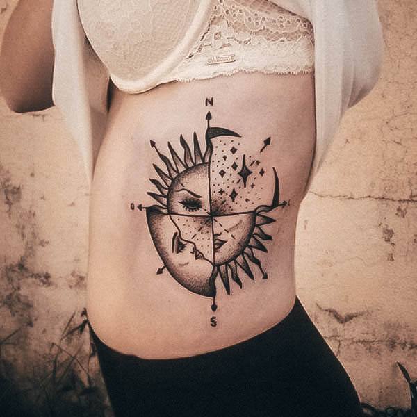 Girls Sun And Moon Tattoo Ideas