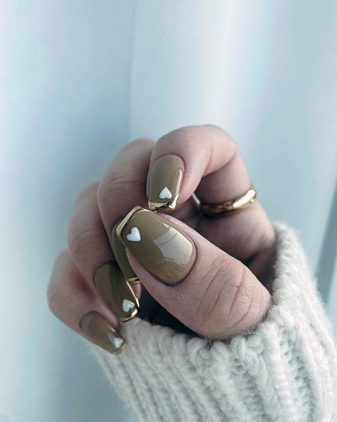 Girls Tan Beige Dress Fingernails Designs