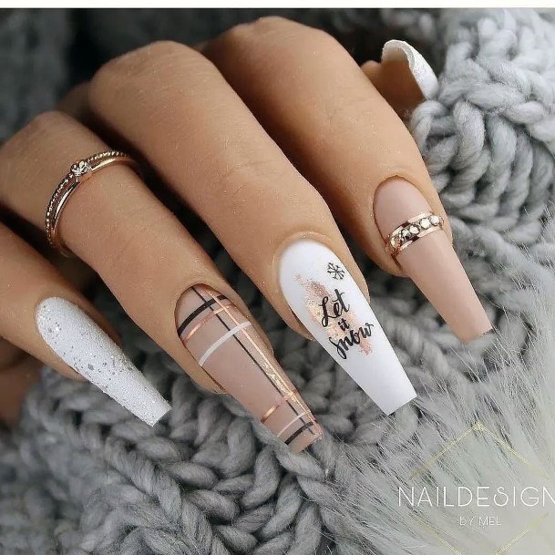 Girls Tan Beige Dress Nail Art Ideas