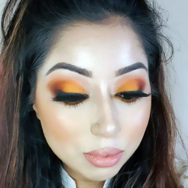 Girls Tangerine Orange And Brown Eyeshadow Women