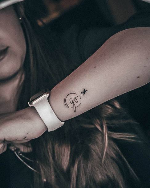 Girls Tattoos With Airplane