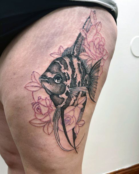 Girls Tattoos With Angel Fish