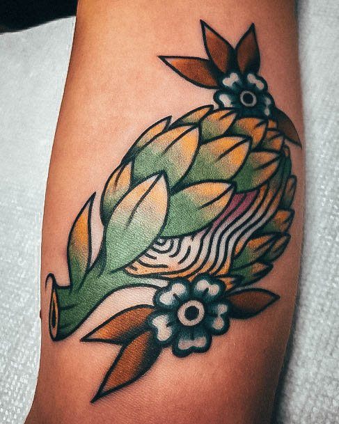 Girls Tattoos With Artichoke