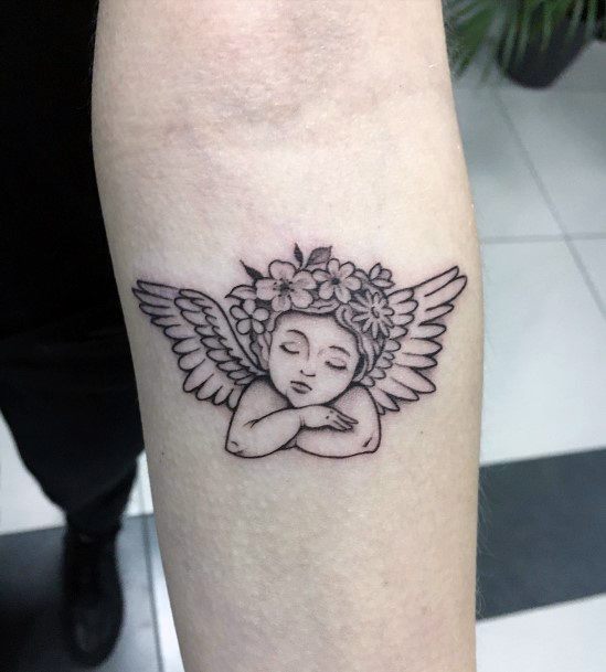 Girls Tattoos With Baby Angel