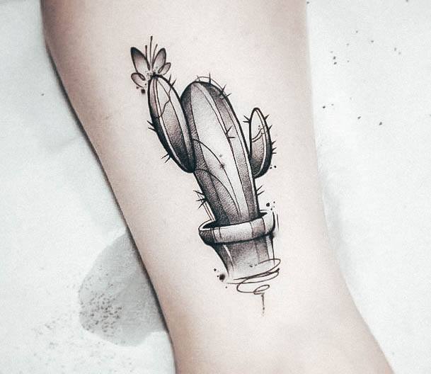 Girls Tattoos With Cactus