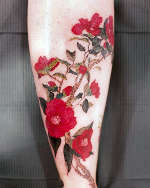 Girls Tattoos With Camellia