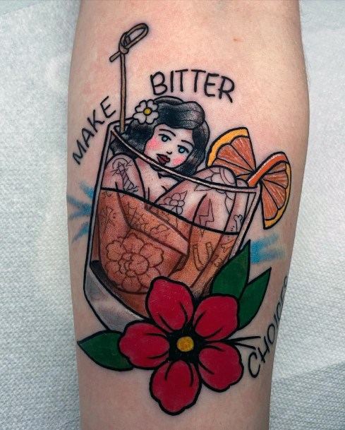 Girls Tattoos With Cocktail