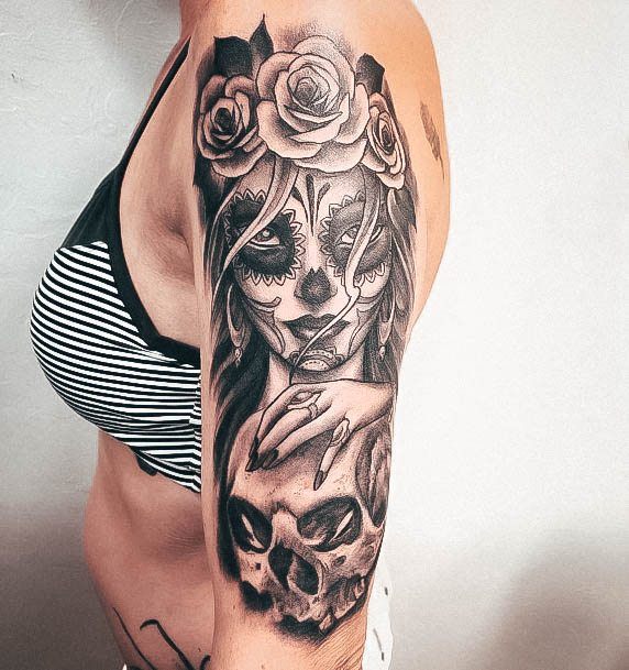 Girls Tattoos With Day Of The Dead